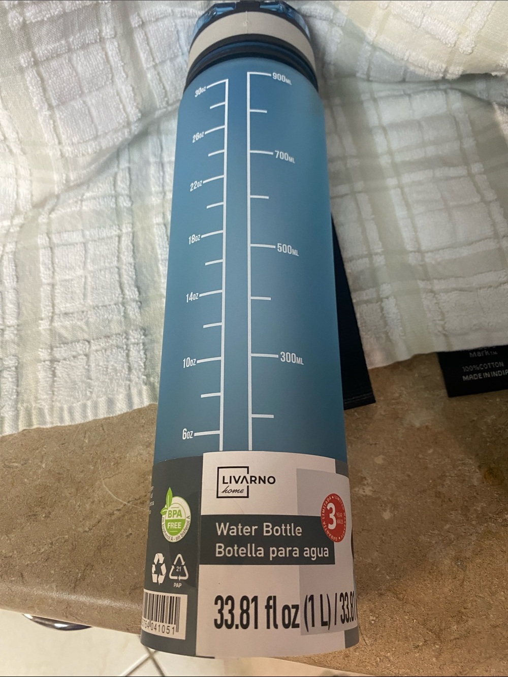 Livarno Home Blue Water Bottle - 33.81 fl oz